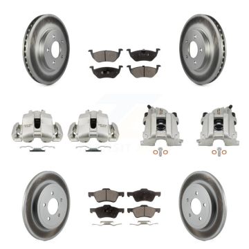 Front Rear Disc Brake Caliper Coat Rotors And Ceramic Pad Kit (10Pc) For Mercury Mariner KCG-101054T