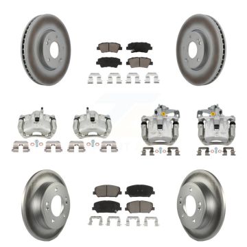 Front Rear Brake Caliper Coat Rotor & Ceramic Pad Kit (10Pc) For Kia Forte SX with Sedan KCG-101055C