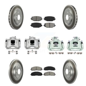 Front Rear Disc Brake Caliper Coated Rotors And Semi-Metallic Pad Kit (10Pc) For Ram C/V KCG-101055S