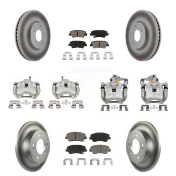 Front Rear Brake Caliper Coat Rotor & Ceramic Pad Kit (10Pc) For Kia Forte SX with Sedan KCG-101056C