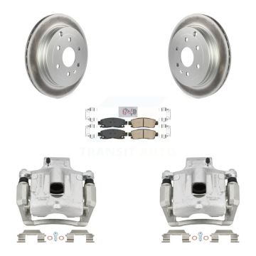 Rear Brake Caliper Coat Rotor And Ceramic Pad Kit For GMC Acadia Buick Enclave Chevrolet KCG-101056N