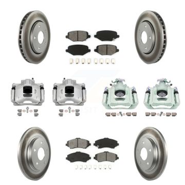 Front Rear Disc Brake Caliper Coated Rotors And Semi-Metallic Pad Kit (10Pc) For Ram C/V KCG-101056S