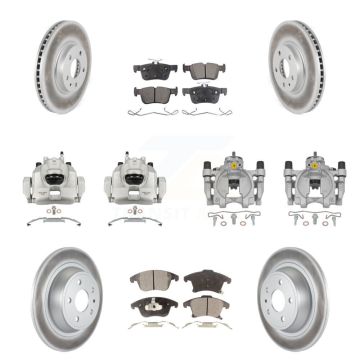 Front Rear Brake Caliper Coat Rotor & Ceramic Pad Kit (10Pc) For Ford Fusion Lincoln MKZ KCG-101056T