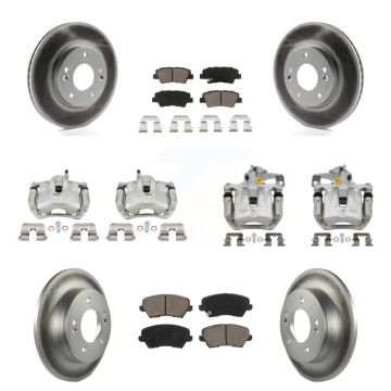 Front Rear Brake Caliper Coat Rotor Ceramic Pad Kit (10Pc) For Kia Forte Hyundai Elantra KCG-101057C