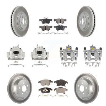 Front Rear Disc Brake Caliper Coated Rotors And Ceramic Pads Kit (10Pc) For KCG-101057T
