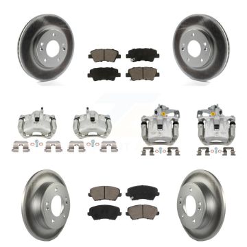 Front Rear Brake Caliper Coat Rotors Ceramic Pad Kit (10Pc) For Hyundai Veloster Elantra KCG-101059C