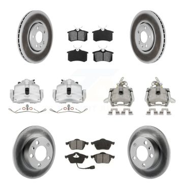 Front Rear Brake Caliper Coat Rotors & Semi-Metallic Pad Kit (10Pc) For Volkswagen Jetta KCG-101060S