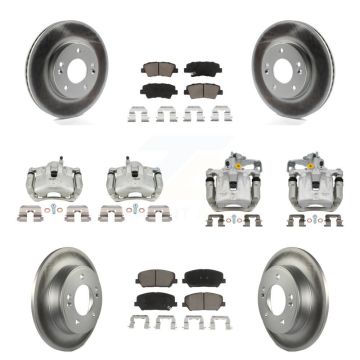 Front Rear Brake Caliper Coat Rotor & Ceramic Pad Kit (10Pc) For Kia Forte LX with Sedan KCG-101062C