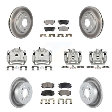 Front Rear Brake Caliper Coat Rotor And Semi-Metallic Pad Kit (10Pc) For Hyundai Elantra KCG-101062P