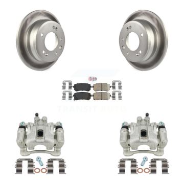 Rear Disc Brake Caliper Coat Rotor & Ceramic Pad Kit For Hyundai Tucson Kia Sportage FWD KCG-101063N