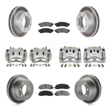 Front Rear Brake Caliper Coat Rotors & Semi-Metallic Pad Kit (10Pc) For Ford F-350 Super KCG-101064S