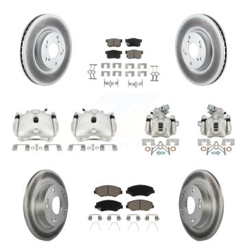 Front Rear Brake Caliper Coat Rotor And Ceramic Pad Kit (10Pc) For Honda Civic Acura ILX KCG-101065C