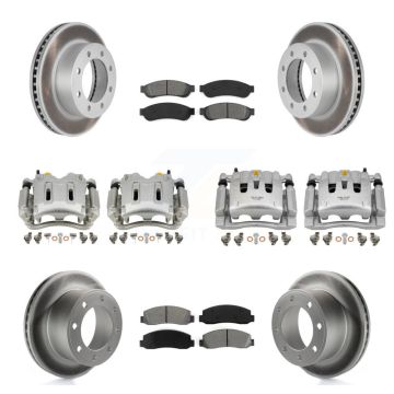 Front Rear Disc Brake Caliper Coated Rotors And Semi-Metallic Pads Kit (10Pc) For KCG-101065S
