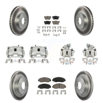 Front Rear Disc Brake Caliper Coated Rotors And Ceramic Pads Kit (10Pc) For Acura CSX KCG-101066C