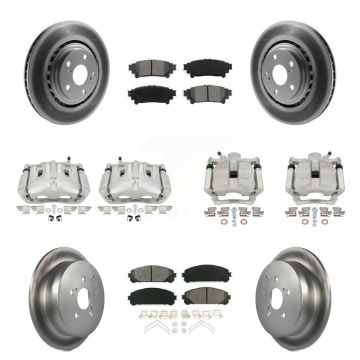 Front Rear Brake Caliper Coat Rotor Semi-Metallic Pad Kit (10Pc) For Toyota Sienna Lexus KCG-101066S