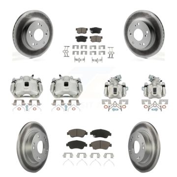 Front Rear Brake Caliper Coat Rotors Ceramic Pad Kit (10Pc) For 2013-2015 Acura ILX 1.5L KCG-101067C