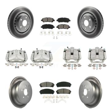 Front Rear Brake Caliper Coat Rotor & Semi-Metallic Pad Kit (10Pc) For Toyota Highlander KCG-101067S