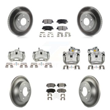 Front Rear Brake Caliper Coat Rotor Ceramic Pad Kit (10Pc) For Kia Forte Hyundai Elantra KCG-101067T