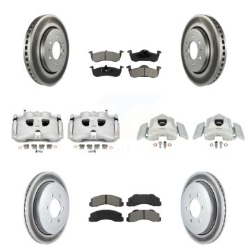 Front Rear Brake Caliper Coat Rotor And Semi-Metallic Pad Kit (10Pc) For Ford Expedition KCG-101068S