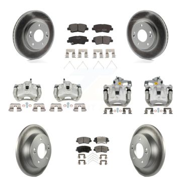 Front Rear Brake Caliper Coat Rotors Ceramic Pad Kit (10Pc) For Hyundai Veloster Elantra KCG-101068T