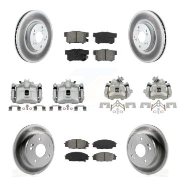 Front Rear Brake Caliper Coat Rotors & Semi-Metallic Pad Kit (10Pc) For Acura RSX Type-S KCG-101070S