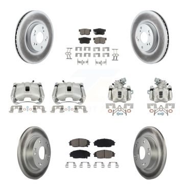 Front Rear Brake Caliper Coat Rotors & Ceramic Pad Kit (10Pc) For 07-10 Acura CSX Type-S KCG-101073C