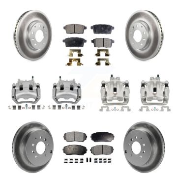 Front Rear Brake Caliper Coat Rotor And Semi-Metallic Pad Kit (10Pc) For Mazda CX-7 Ford KCG-101073P