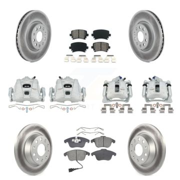Front Rear Brake Caliper Coat Rotor & Semi-Metallic Pad Kit (10Pc) For Volkswagen Tiguan KCG-101073S