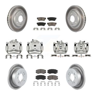 Front Rear Disc Brake Caliper Coat Rotors And Ceramic Pad Kit (10Pc) For Hyundai Elantra KCG-101074C