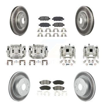 Front Rear Brake Caliper Coat Rotor Semi-Metallic Pad Kit (10Pc) For 08-12 INFINITI EX35 KCG-101074S