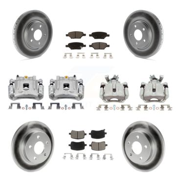 Front Rear Disc Brake Caliper Coated Rotors And Ceramic Pads Kit (10Pc) For Pontiac G6 KCG-101076C