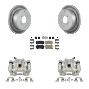 Rear Brake Caliper Coat Rotors Ceramic Pad Kit For 2006-2007 Hyundai Accent Kia Rio5 Rio KCG-101076N