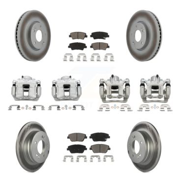 Front Rear Brake Caliper Coat Rotor Ceramic Pad Kit (10Pc) For Hyundai Sonata Kia Optima KCG-101077C