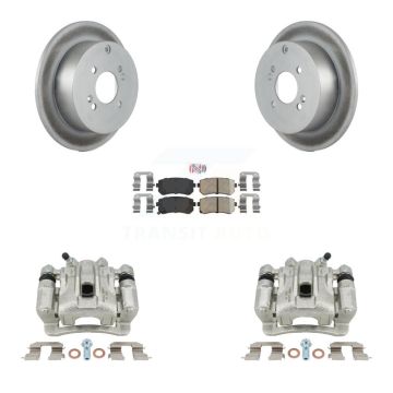 Rear Brake Caliper Coat Rotors Ceramic Pad Kit For 2006-2007 Hyundai Accent Kia Rio5 Rio KCG-101077N