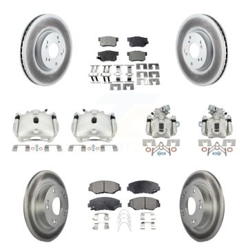 Front Rear Brake Caliper Coat Rotor And Ceramic Pad Kit (10Pc) For Honda Civic Acura ILX KCG-101077T