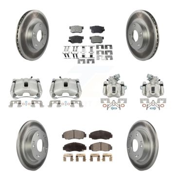 Front Rear Disc Brake Caliper Coated Rotors And Ceramic Pads Kit (10Pc) For Acura CSX KCG-101078T