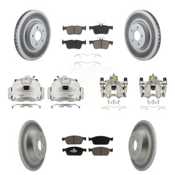 Front Rear Brake Caliper Coat Rotor & Ceramic Pad Kit (10Pc) For Ford Escape Lincoln MKC KCG-101079C