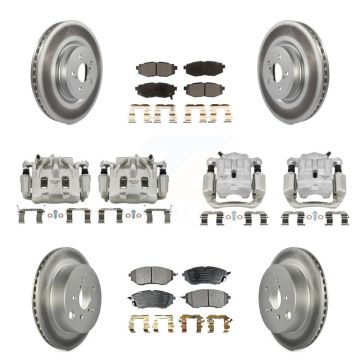 Front Rear Brake Caliper Coat Rotor And Semi-Metallic Pad Kit (10Pc) For Subaru Forester KCG-101083P