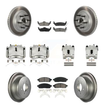 Front Rear Brake Caliper Coat Rotors Semi-Metallic Pad Kit (10Pc) For Ford F-150 Lincoln KCG-101083S