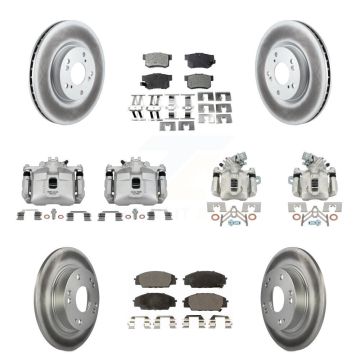 Front Rear Brake Caliper Coat Rotors Ceramic Pad Kit (10Pc) For Honda Civic Si with 2.0L KCG-101083T