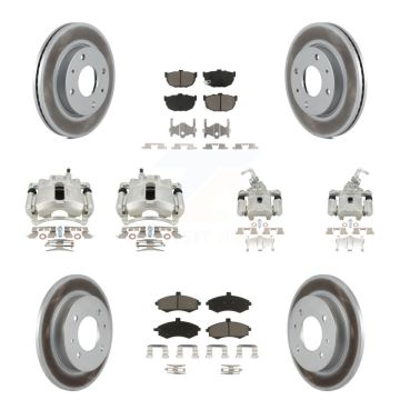 Front Rear Disc Brake Caliper Coat Rotors And Ceramic Pad Kit (10Pc) For Hyundai Elantra KCG-101084C