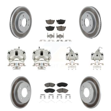 Front Rear Disc Brake Caliper Coat Rotors And Ceramic Pad Kit (10Pc) For Hyundai Elantra KCG-101085C