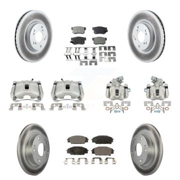Front Rear Brake Caliper Coat Rotors & Ceramic Pad Kit (10Pc) For 07-10 Acura CSX Type-S KCG-101085T