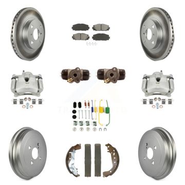 Front Rear Brake Caliper Coat Rotor Drum Semi-Metallic Pad Shoes Cylinder Kit (11Pc) For KCG-101086S