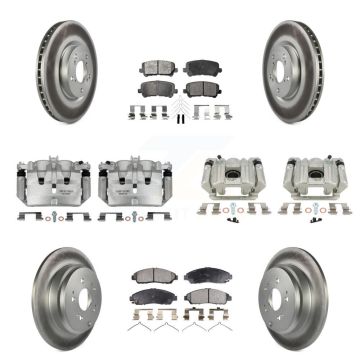 Front Rear Disc Brake Caliper Coated Rotors And Ceramic Pad Kit (10Pc) For Acura MDX ZDX KCG-101086T