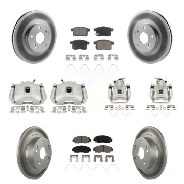 Front Rear Brake Caliper Coat Rotors & Ceramic Pad Kit (10Pc) For Honda Accord Acura TSX KCG-101087C