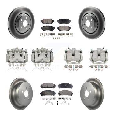 Front Rear Brake Caliper Coat Rotors Semi-Metallic Pad Kit (10Pc) For Lexus RX350 RX450h KCG-101087P