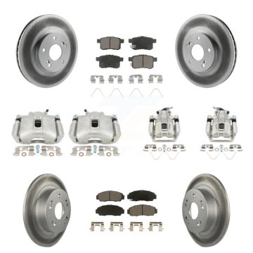 Front Rear Brake Caliper Coat Rotors & Ceramic Pad Kit (10Pc) For Honda Accord Acura TSX KCG-101088C