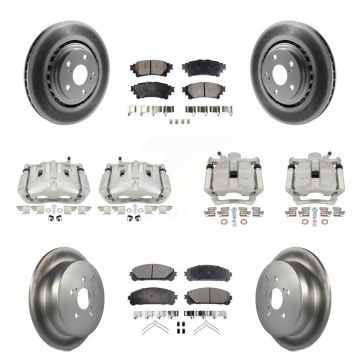 Front Rear Brake Caliper Coat Rotor Semi-Metallic Pad Kit (10Pc) For Toyota Sienna Lexus KCG-101088P