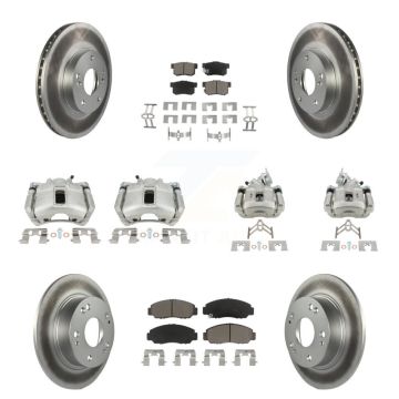 Front Rear Disc Brake Caliper Coated Rotors And Ceramic Pads Kit (10Pc) For Honda Accord KCG-101091C